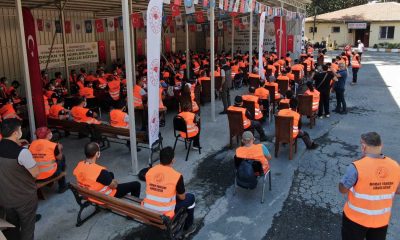 Yangın söndürme gönüllülerinden nefes kesen tatbikat