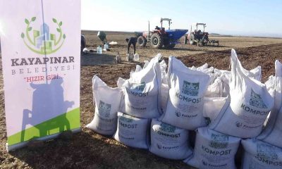 Kayapınar’da pazar yerlerinde atıklarla ele edilen kompostlar, 3 çiftçiye dağıtıldı