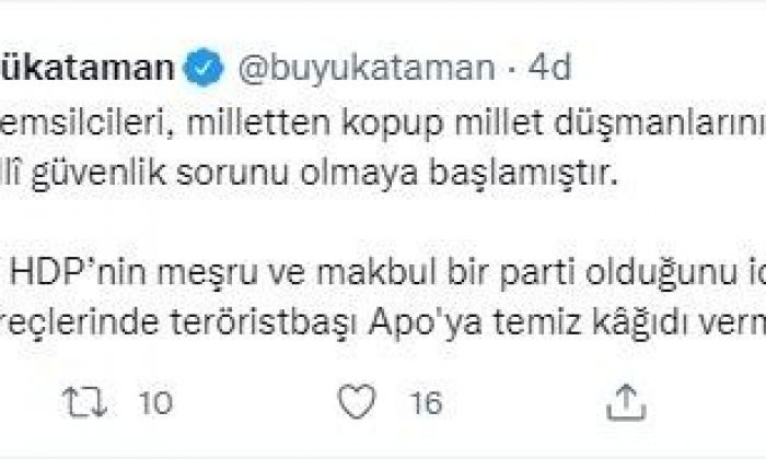 MHP Genel Sekreteri Büyükataman: “Zilletin temsilcileri aklını başına almalıdır”