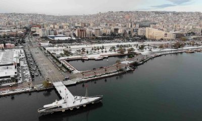 Beyaz örtüyle kaplanan Samsun havadan görüntülendi