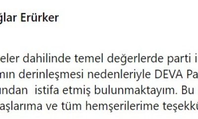 DEVA Partisi Aydın İl Başkanı istifa etti