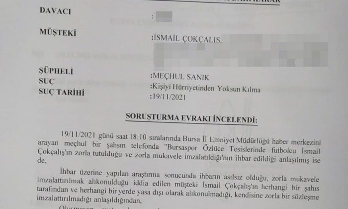 Bursaspor Kulübü’nden yeni İsmail Çokçalış açıklaması