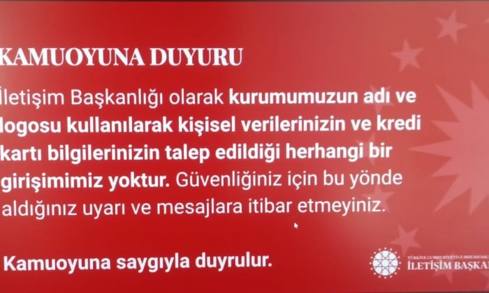 Cumhurbaşkanlığı İletişim Başkanlığı’ndan dolandırıcılara karşı uyarı