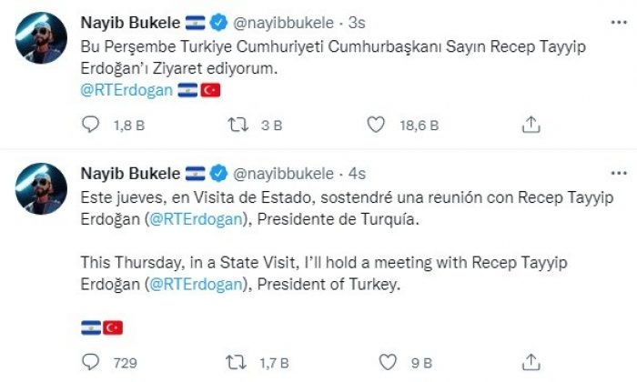 El Salvador Devlet Başkanı Bukele, Cumhurbaşkanı Erdoğan ile görüşecek